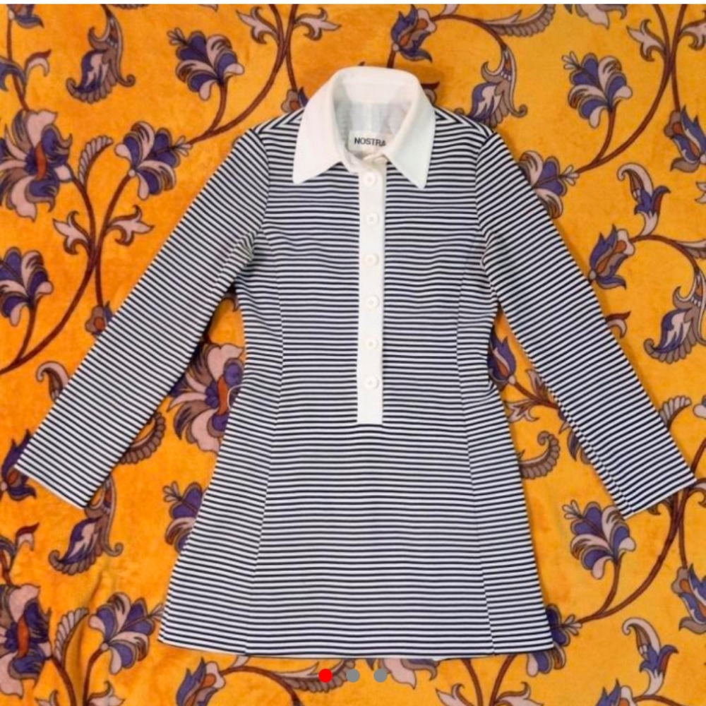 Black and white striped mini dress